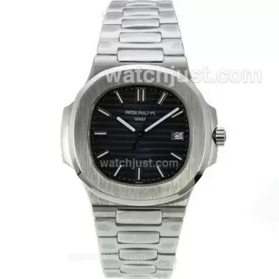 Patek Philippe Nautilus Automatic Stick Markers With Bluish Grey Dial S/s