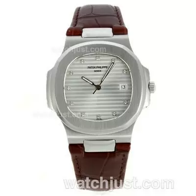 Patek Philippe Nautilus Jumbo Mbw Automatic Movement Diamond Marking With White Dial Deployment Buckle