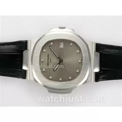 Patek Philippe Nautilus Jumbo Mbw Automatic Movement Diamond Marking With Gray Dial Deployment Buckle