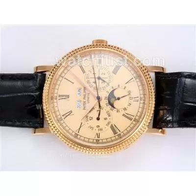 Patek Philippe Perpetual Calendar Automatic Gold Case With Champagne Dial