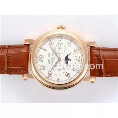 Patek Philippe Perpetual Calendar Automatic Rose Gold Case With White Dial