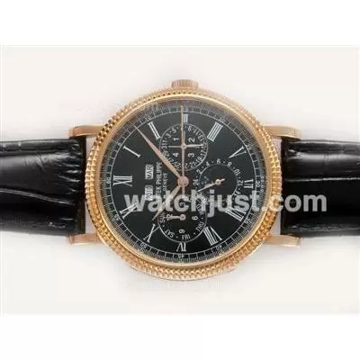 Patek Philippe Perpetual Calendar Automatic Rose Gold Case With Black Dial