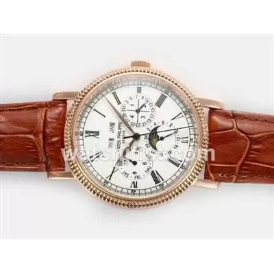 Patek Philippe Perpetual Calendar Automatic Rose Gold Case With White Dial