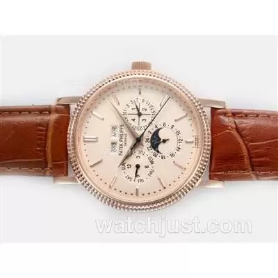 Patek Philippe Perpetual Calendar Automatic Rose Gold Case With Champagne Dial