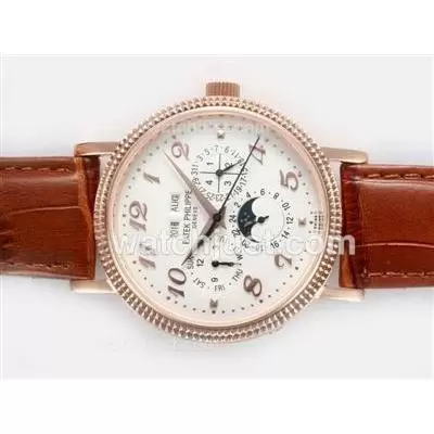 Patek Philippe Perpetual Calendar Automatic Rose Gold Case With White Dial