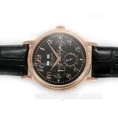 Patek Philippe Perpetual Calendar Automatic Rose Gold Case With Black Dial