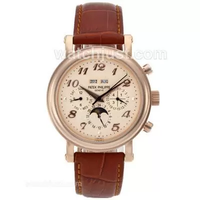 Patek Philippe Perpetual Calendar Automatic Rose Gold Case With Champagne Dial