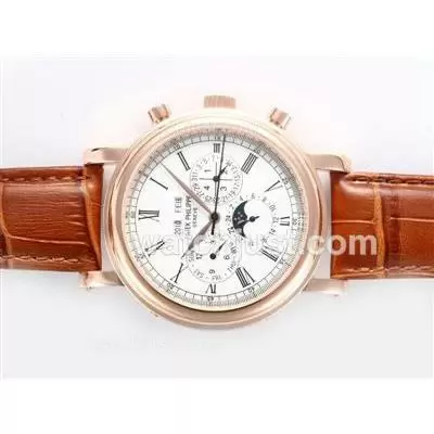 Patek Philippe Perpetual Calendar Automatic Rose Gold Case With White Dial