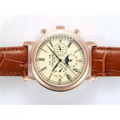 Patek Philippe Perpetual Calendar Automatic Rose Gold Case With Beige Dial