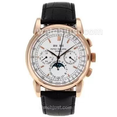 Patek Philippe Perpetual Calendar Automatic Rose Gold Case With White Dial