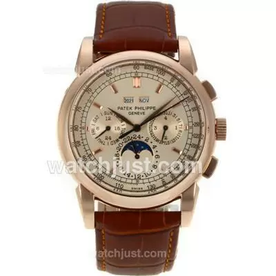 Patek Philippe Perpetual Calendar Chrono Automatic Rose Gold Case With Champagne Dial