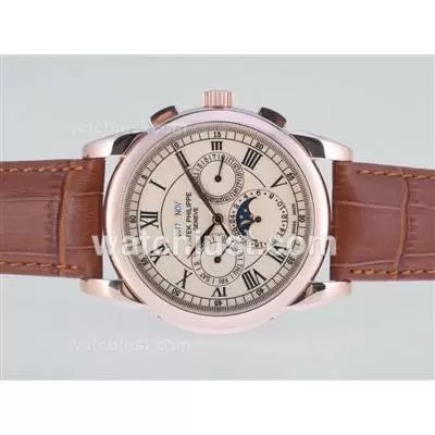 Patek Philippe Perpetual Calendar Automatic Rose Gold Case With Champagne Dial