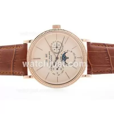 Patek Philippe Perpetual Calendar Automatic Rose Gold Case With Champagne Dial