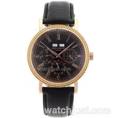 Patek Philippe Perpetual Calendar Automatic Rose Gold Case With Black Dial