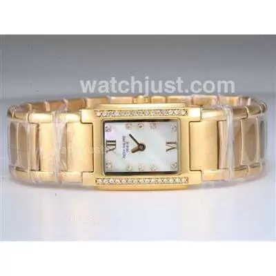 Patek Philippe Twenty 4 Full Gold With Diamond Bezel And Marking Shell Dial Lady Size