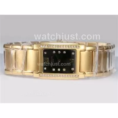 Patek Philippe Twenty 4 Full Gold With Diamond Bezel And Marking Black Dial Lady Size