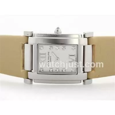 Patek Philippe Twenty 4 Hours Automatic Movement White Dial With Diamond Marking Yellow Strap Lady Size