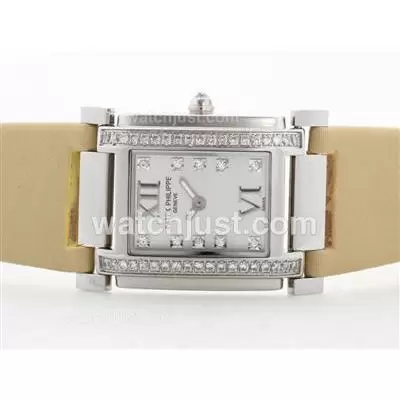 Patek Philippe Twenty 4 Hours Automatic Movement White Dial With Diamond Marking&bezel Yellow Strap Lady Size