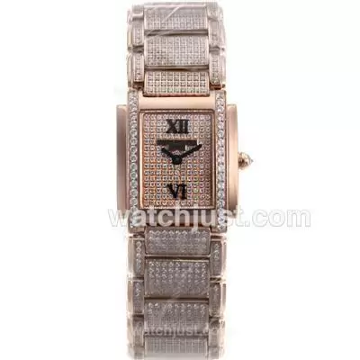 Patek Philippe Twenty 4 Automatic Movement Full Rose Gold With Diamond Bezel And Dial Lady Size