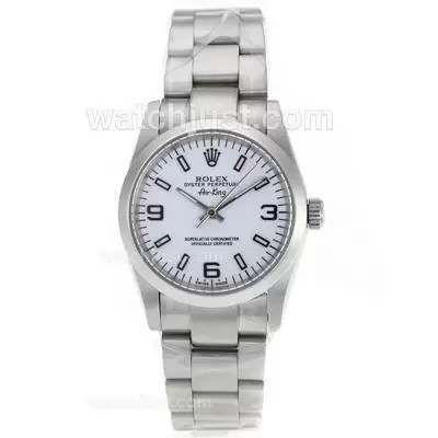 Rolex Air King Automatic With White Dial S/s Sapphire Glass