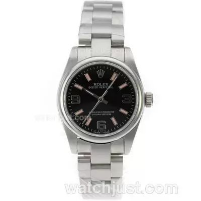 Rolex Air King Oyster Perpetual Automatic Movement With Black Dial S/s Mid Size