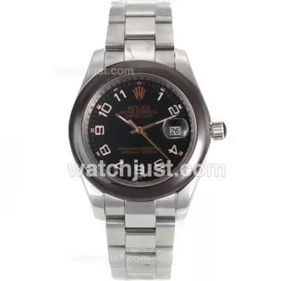 Rolex Datejust Ii Automatic Ceramic Bezel Number Markers With Black Dial S/s