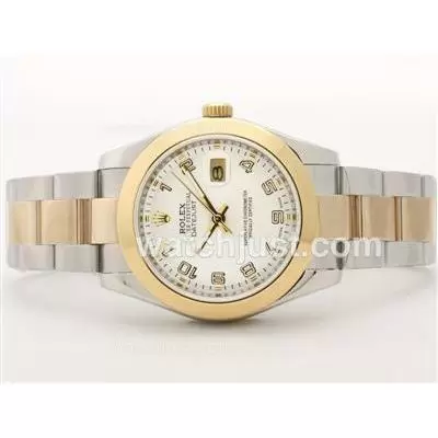 Rolex Datejust Ii Automatic Two Tone With White Dial Number Marking 41mm Version