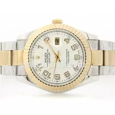 Rolex Datejust Ii Automatic Two Tone With White Dial Number Marking 41mm Version