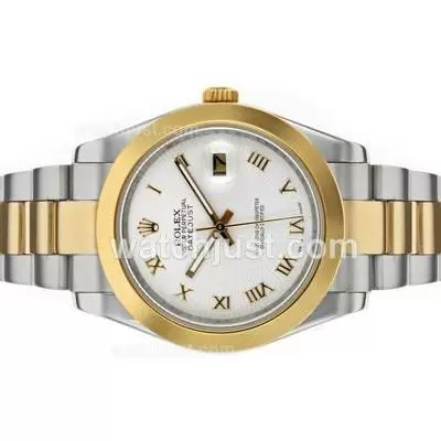 Rolex Datejust Ii Automatic Two Tone Roman Markers With White Dial