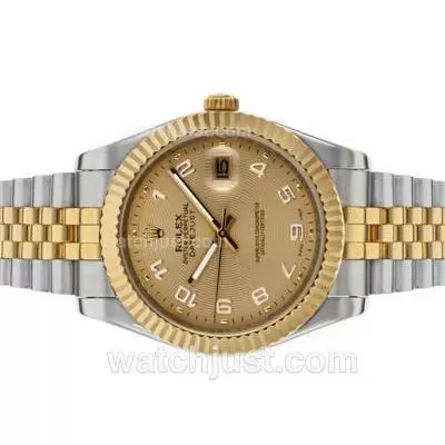 Rolex Datejust Ii Automatic Two Tone Number Markers With Golden Dial