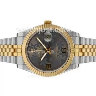 Rolex Datejust Ii Automatic Two Tone With Gray Floral Motif Dial