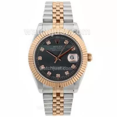 Rolex Datejust Ii Automatic Movement Two Tone Diamond Markers With Black Mop Dial