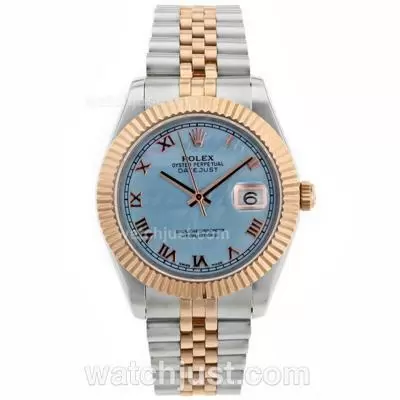 Rolex Datejust Ii Automatic Movement Two Tone Roman Markers With Blue Mop Dial