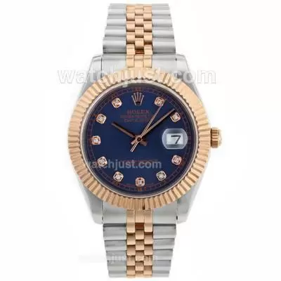 Rolex Datejust Ii Automatic Movement Two Tone Diamond Markers With Blue Dial