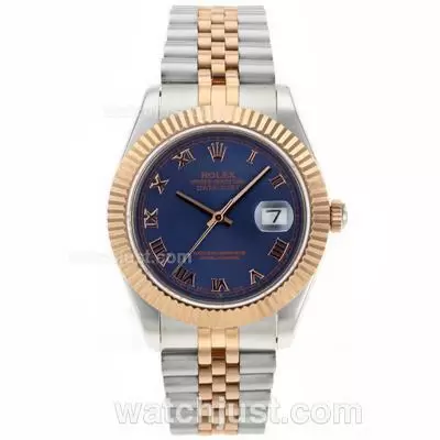 Rolex Datejust Ii Automatic Movement Two Tone Roman Markers With Blue Dial