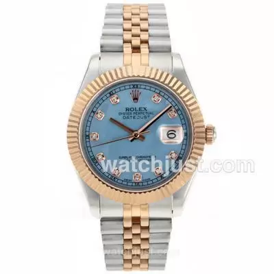 Rolex Datejust Ii Automatic Movement Two Tone Diamond Markers With Blue Mop Dial