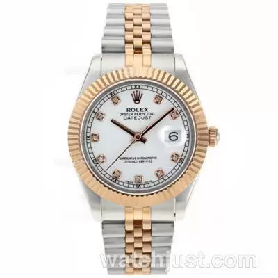 Rolex Datejust Ii Automatic Movement Two Tone Diamond Markers With White Dial