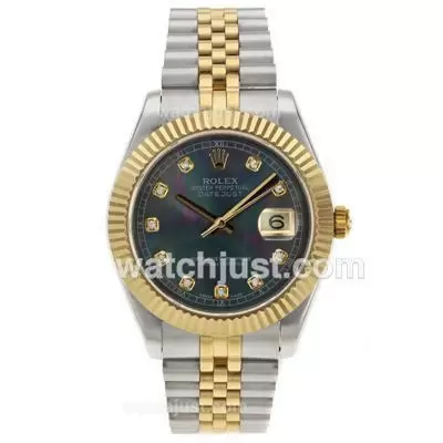 Rolex Datejust Ii Automatic Movement Two Tone Diamond Markers With Black Mop Dial