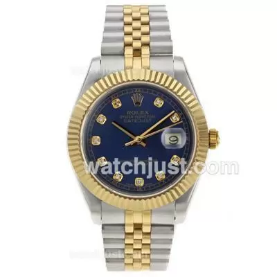 Rolex Datejust Ii Automatic Movement Two Tone Diamond Markers With Blue Dial