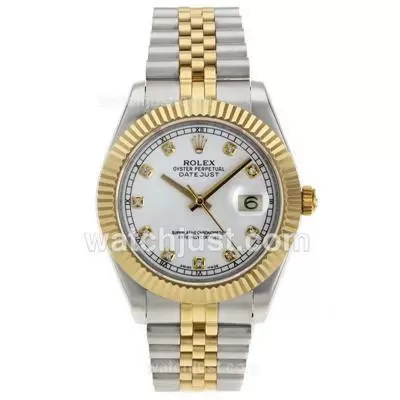 Rolex Datejust Ii Automatic Movement Two Tone Diamond Markers With White Dial