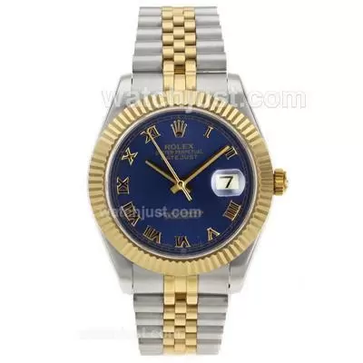 Rolex Datejust Ii Automatic Movement Two Tone Roman Markers With Blue Dial