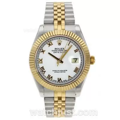 Rolex Datejust Ii Automatic Movement Two Tone Roman Markers With White Dial