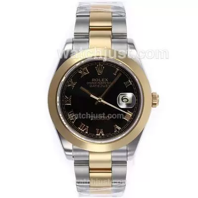 Rolex Datejust Ii Automatic Movement Two Tone Roman Markers With Black Dial