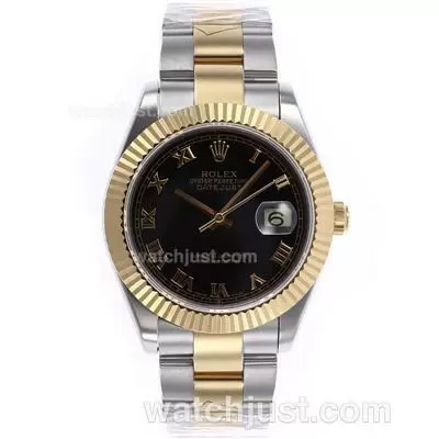 Rolex Datejust Ii Automatic Movement Two Tone Roman Markers With Black Dial