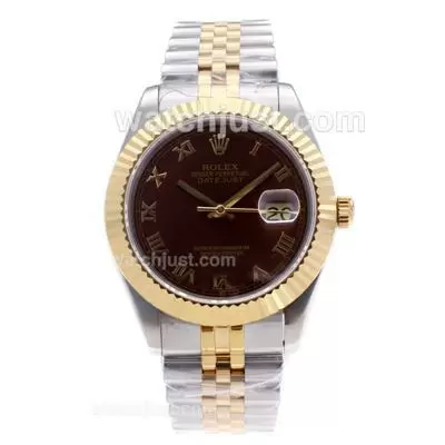 Rolex Datejust Ii Automatic Movement Two Tone Roman Markers With Brown Dial