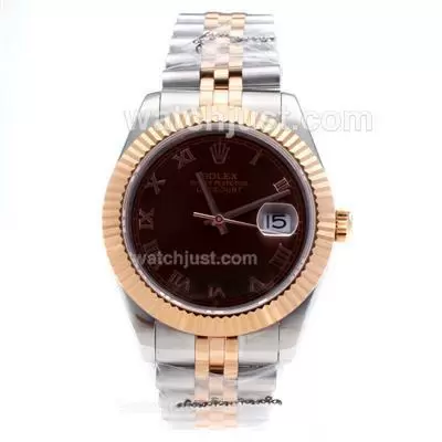 Rolex Datejust Ii Automatic Movement Two Tone Roman Markers With Brown Dial