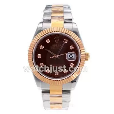 Rolex Datejust Ii Automatic Movement Two Tone Diamond Markers With Brown Dial