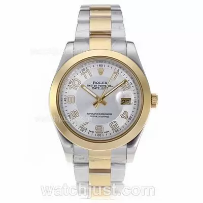 Rolex Datejust Ii Automatic Two Tone Number Markers With White Dial