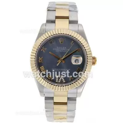 Rolex Datejust Ii Automatic Movement Two Tone Roman Markers With Black Mop Dial