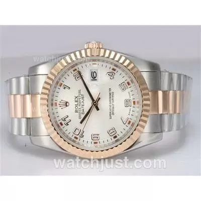 Rolex Datejust Automatic Two Tone With White Dial Number Marking